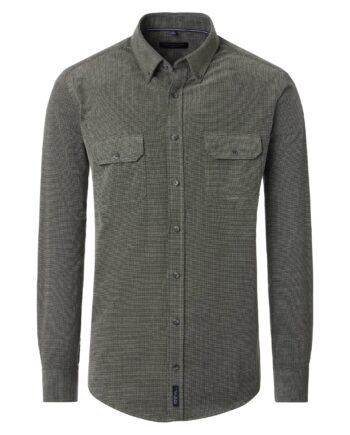 CASAMODA Herren Freizeithemd – Grün (Feincord Overshirt, Casual Fit)
