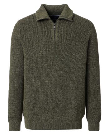 CASAMODA Herren Strick-Troyer – Grün & Gelb (mit Strukturmuster)