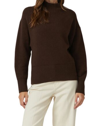 S.OLIVER Damen Pullover in Braun – weicher Strick mit Stehkragen und Wollanteil