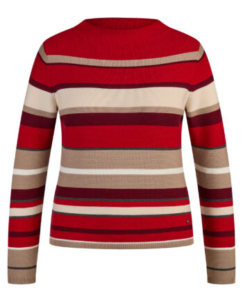 RABE Damen Streifenpullover aus Strukturstrick – in Rot