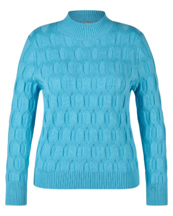RABE Damen Pullover mit Strukturmuster und Wollanteil – in Türkisblau