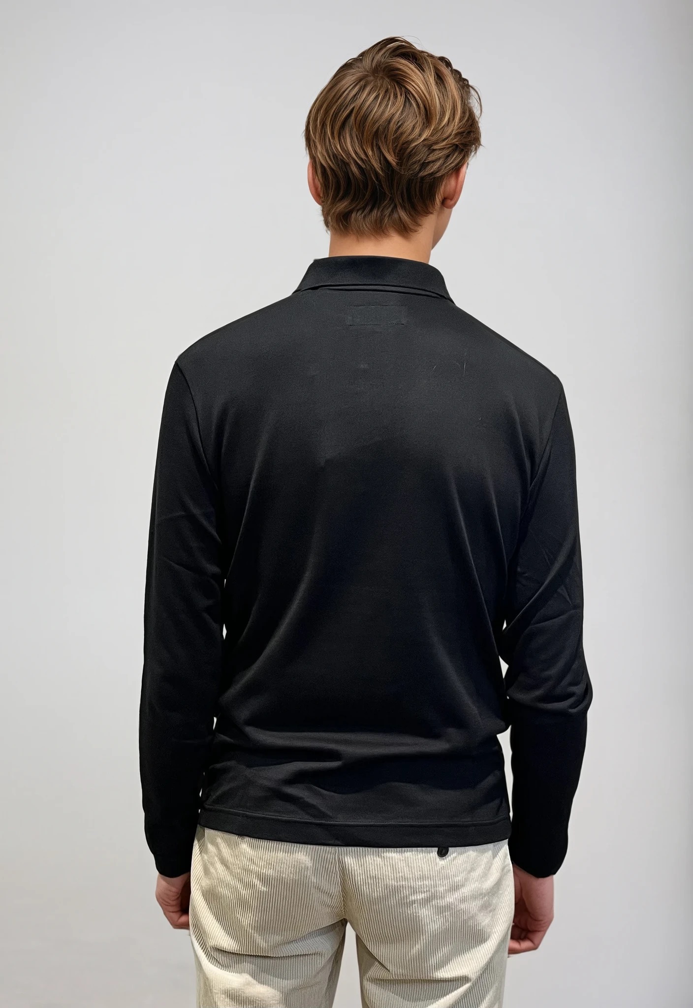 MARC O’POLO Herren Pullover mit Polokragen aus Bio-Baumwolle in Schwarz