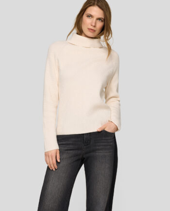 RABE Damen Stehkragenpullover mit Rippenstruktur – in Vanillegelb