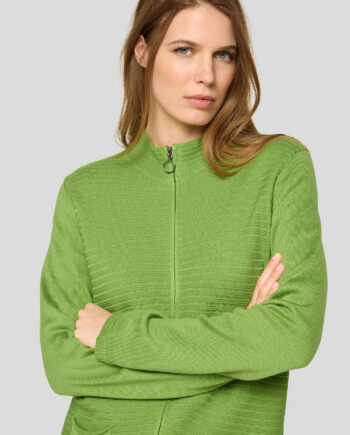 RABE Damen Strickjacke in Schwarz mit Strukturmuster & 2-Wege-Zipper