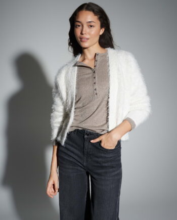 OPUS Damen Strickjacke Deder in Milky-Beige