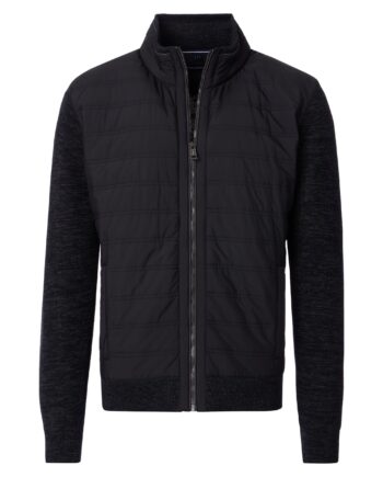 CASAMODA Herren Materialmix Strickjacke in schwarz