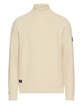 CAMEL ACTIVE Herren Rollkragen-Pullover mit Struktur und Raglanärmeln – Blau und beige