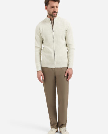 NO EXCESS Herren Cardigan Full Zip Tuck Stitch offwhite