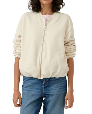 S.OLIVER Damen Sweatshirt Jacke in Blousonform beige