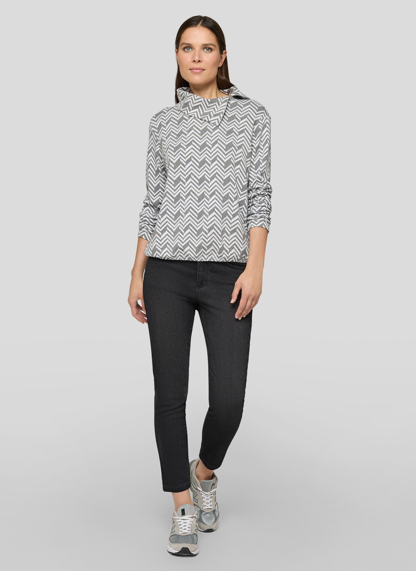 RABE Damen Sweatshirt mit geometrischem Muster Grau