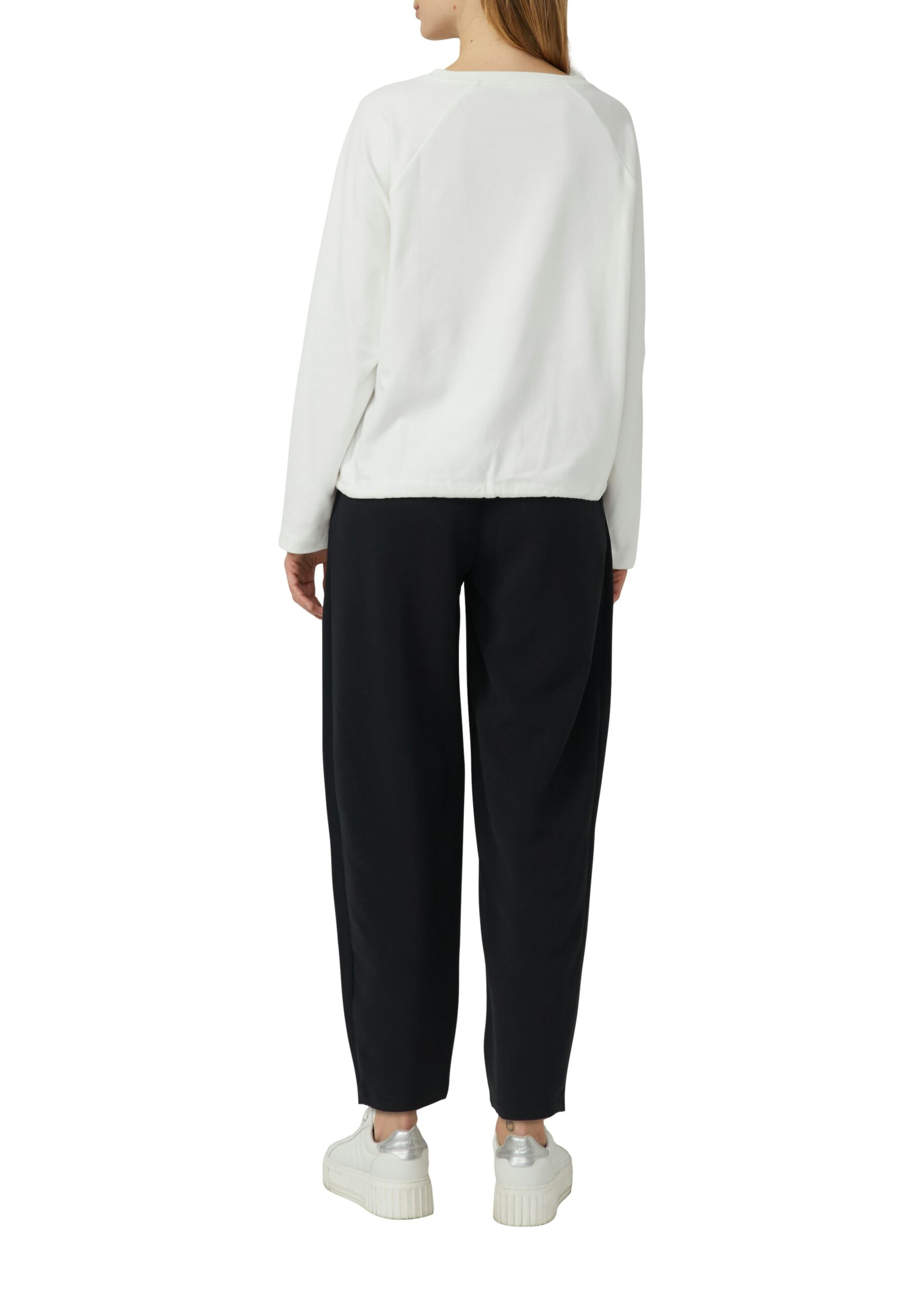 S.OLIVER Weiches Damen Sweatshirt mit Bindedetail in offwhite