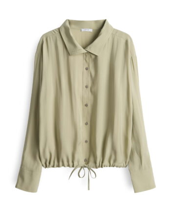 OPUS Damen Bluse mit überschnittener Schulter und Tunnelzug Fayra hellgrün