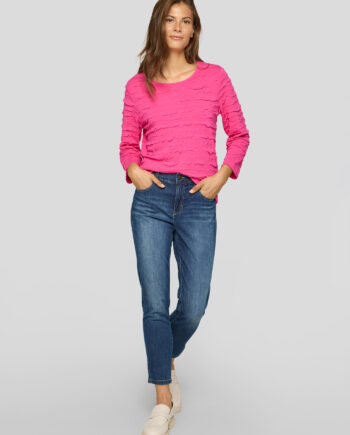 RABE Damen Langarmshirt mit Struktur in Pink