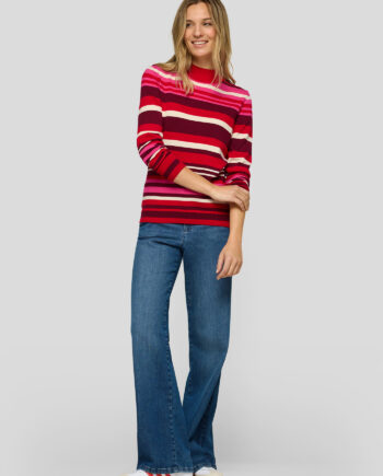 RABE Damen Streifenpullover mit Stehkragen