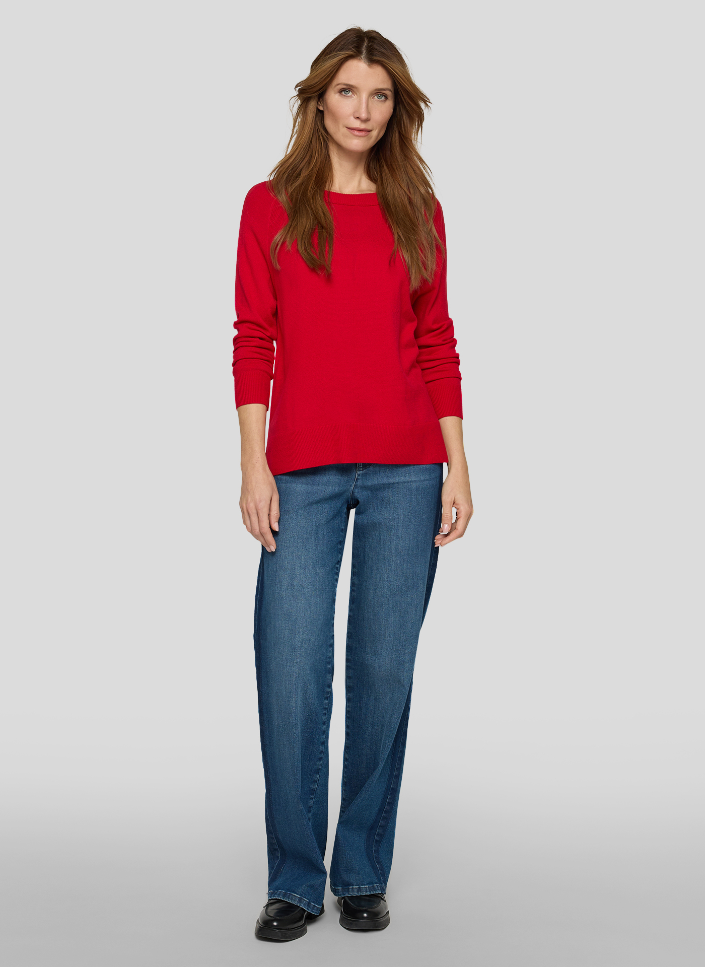 RABE Damen Feinstrickpullover mit Seitenschlitz in rot