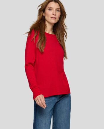 RABE Damen Feinstrickpullover mit Seitenschlitz in rot