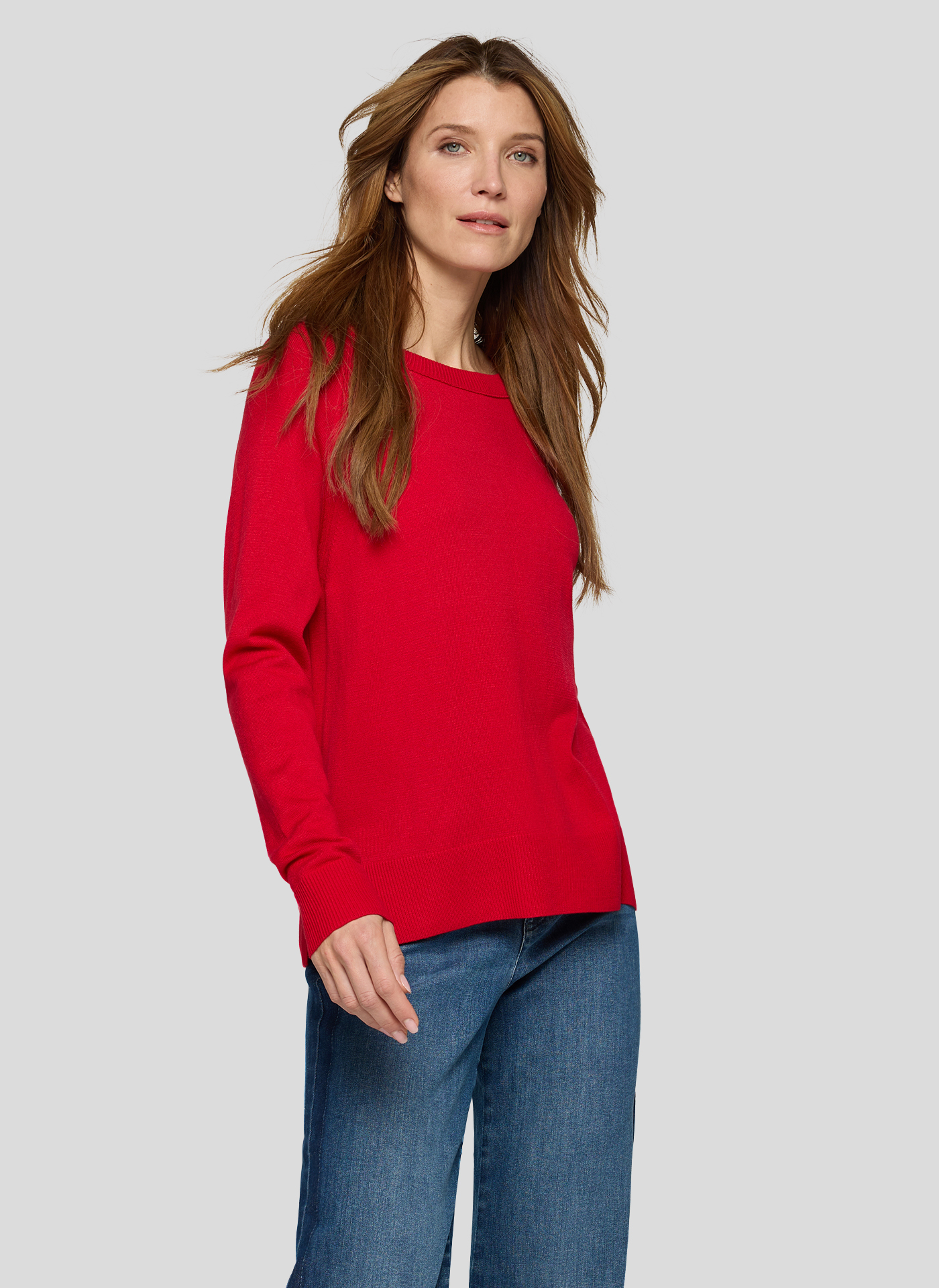 RABE Damen Feinstrickpullover mit Seitenschlitz in rot