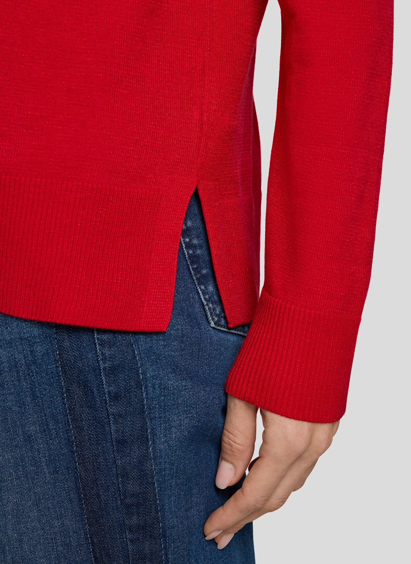 RABE Damen Feinstrickpullover mit Seitenschlitz in rot