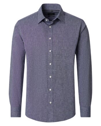 CASAMODA Herren Freizeithemd Blau mit Leinen in Comfort-Fit