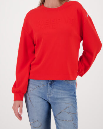 MONARI Damen Sweatshirt mit Prägeschrift in rot