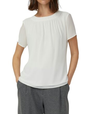 s.Oliver BLACK LABEL Luftige Damen-Bluse mit Viskose-Futter und abgesteppter Raffung