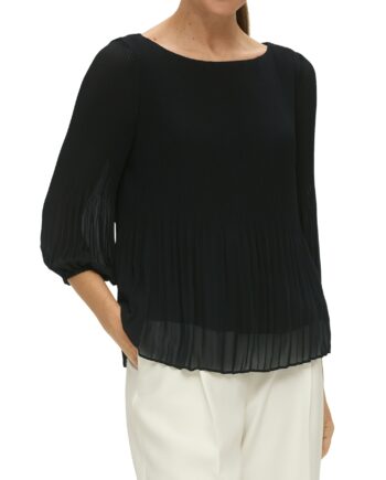 s.Oliver BLACK LABEL  Damen Plissee-Bluse in schwarz