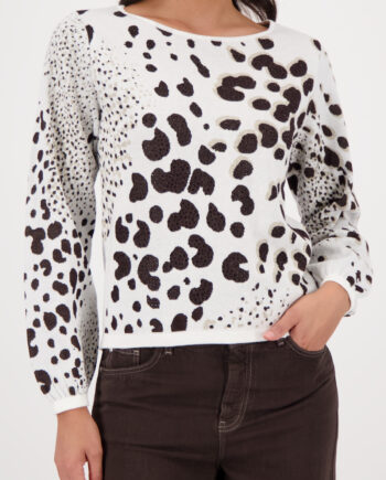 MONARI Damen Strickpullover mit Leojacquard
