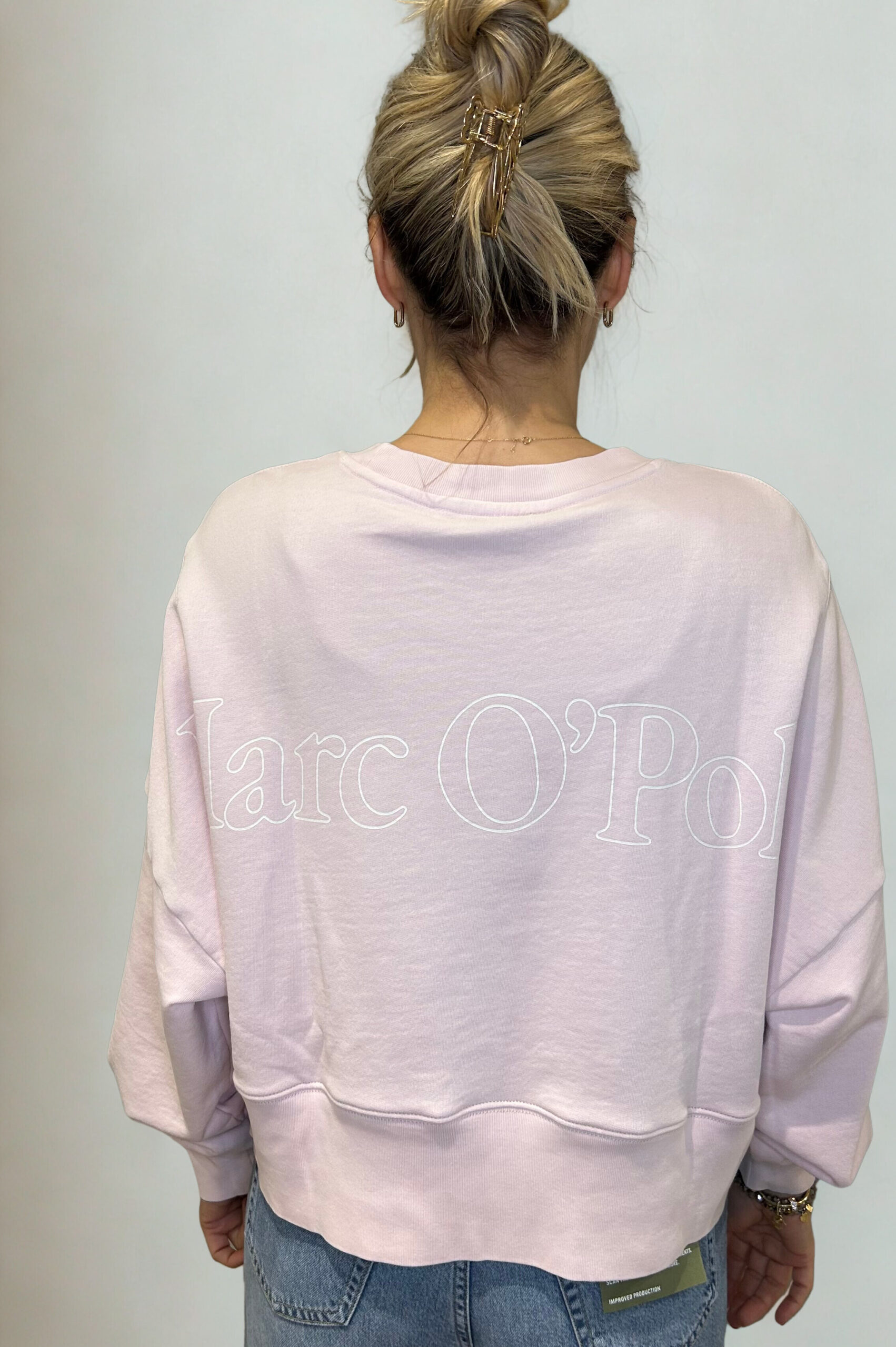 MARC O‘POLO Damen Sweatshirt Relaxed Fit mit Logoprint auf dem Rücken in Rosa