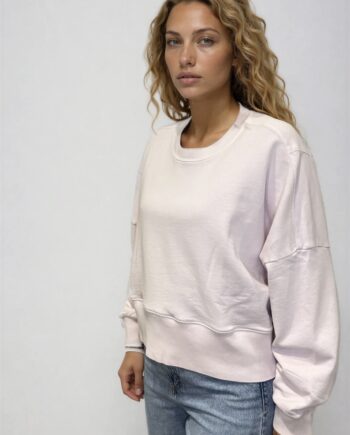 MARC O‘POLO Damen Sweatshirt Relaxed Fit mit Logoprint auf dem Rücken in Rosa
