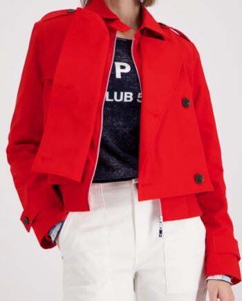 MONARI Damen Kurzer Trenchcoat in rot und dunkelblau