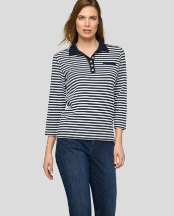 RABE Damen Poloshirt mit 3/4 Arm gestreift