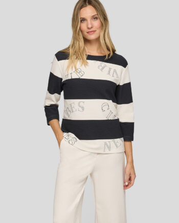 RABE Damen 3/4 Arm Sweatshirt Blauer Blockstreifen