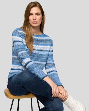 RABE Damen Streifen-Pullover in Baumwoll-Mischung Blau