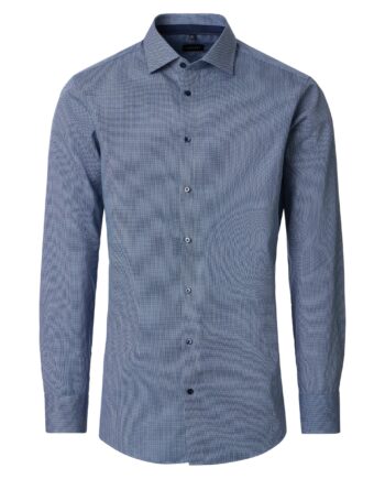 VENTI Herren Businesshemd Minimalprint dunkelblau in Comfort Fit