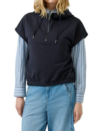 S.OLIVER Damen Ärmelloses Sweatshirt mit Kapuze und Relaxed Fit