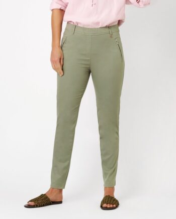 RELAXED BY TONI Damenhose Alice Zip 7/8 Länge in beige und grün