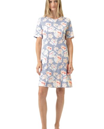 MEY Damen Nachthemd kurzarm mit sommerlichem Print
