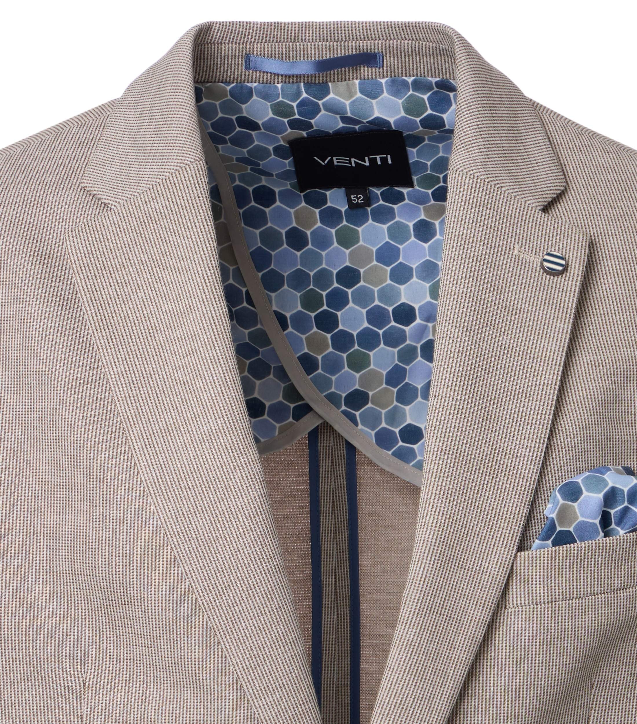 VENTI Herren Sakko aus Stretch-Jersey in mittelbraun