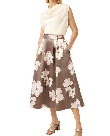 s.Oliver BLACK LABEL Damen Satin-Rock mit Blumenprint