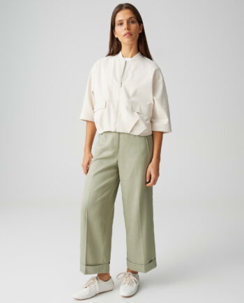 OPUS Damen Hose in Cropped-Länge Meeri bloom mit Umschlag