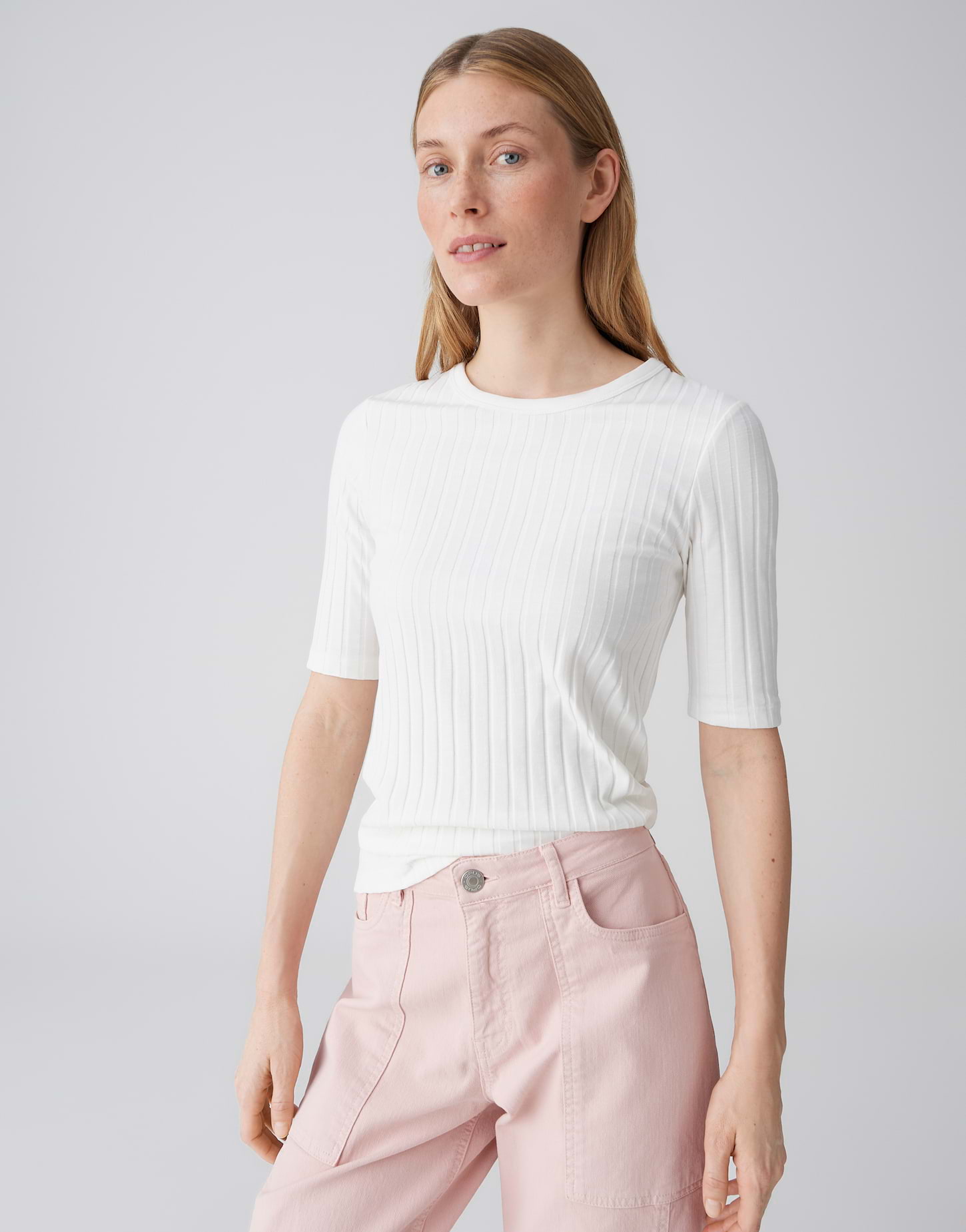 OPUS Damen Shirts Rundhals Rippstruktur Savka