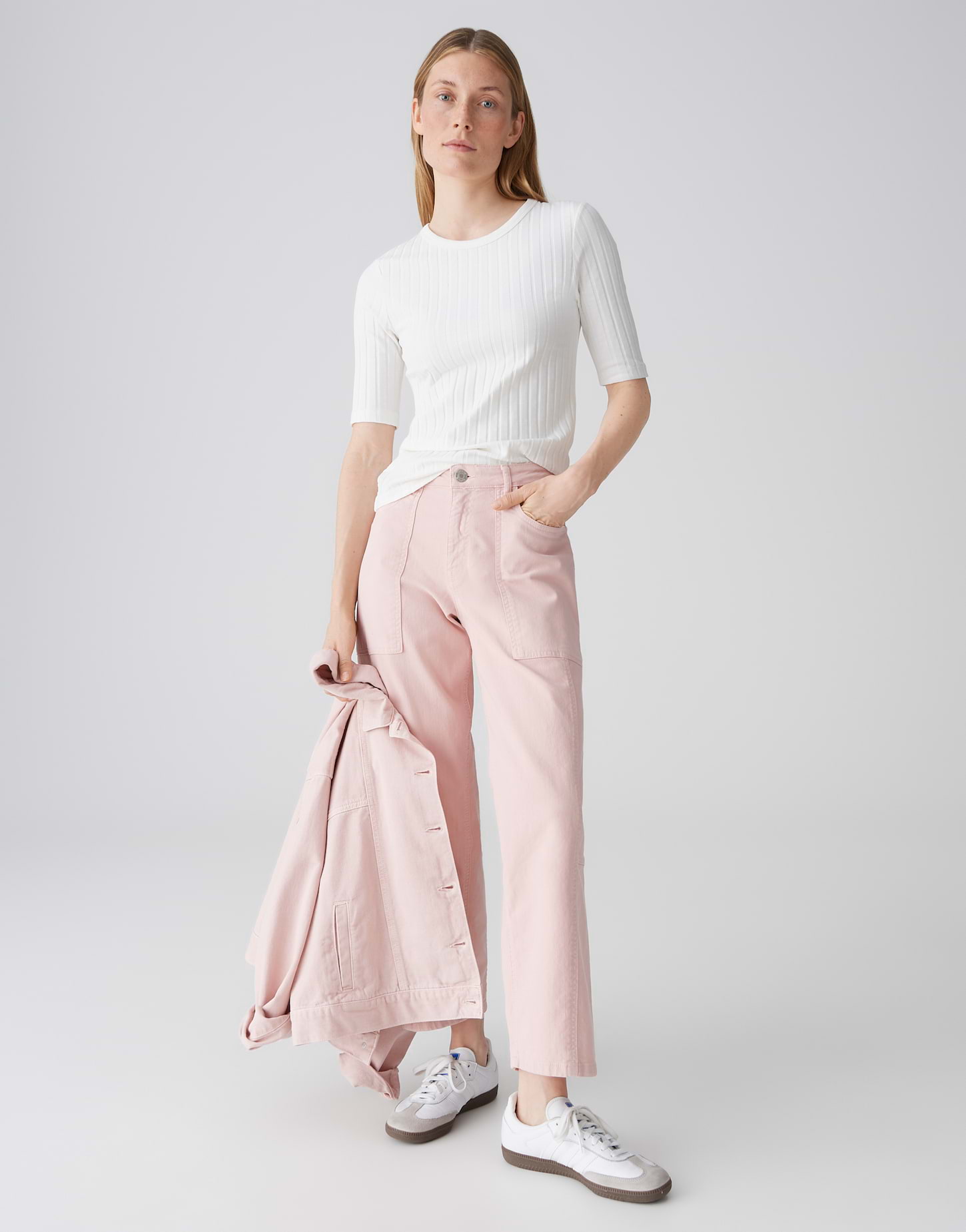 OPUS Damen Shirts Rundhals Rippstruktur Savka