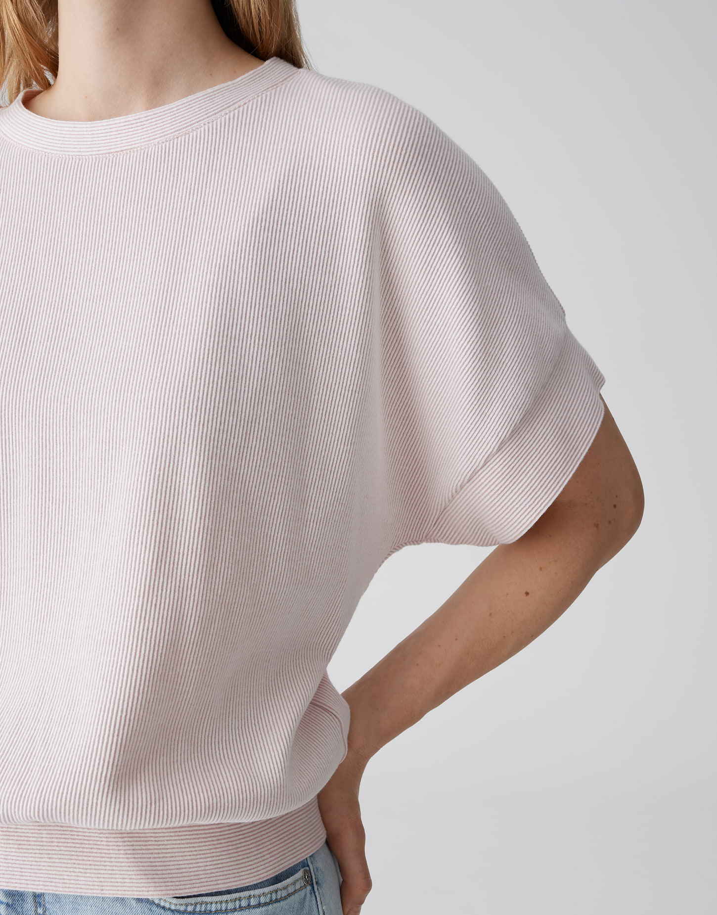 OPUS Damen Sweatshirt mit gestreiften Rippeneffekt Loose Fit Gimos