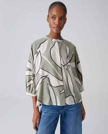 OPUS Damen Feine Printbluse aus Cotton Modal Mix Loose Fit Faloom