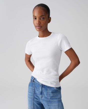 OPUS Damen Basicshirt mit femininer Muschelkante Samuna scallop