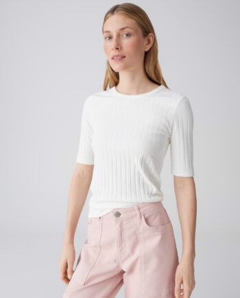 OPUS Damen Shirts Rundhals Rippstruktur Savka