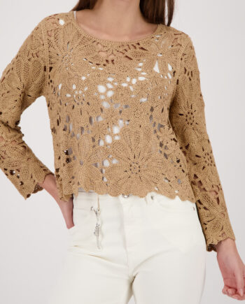 MONARI Damen Strickpullover mit Cornelly-Häkelmuster