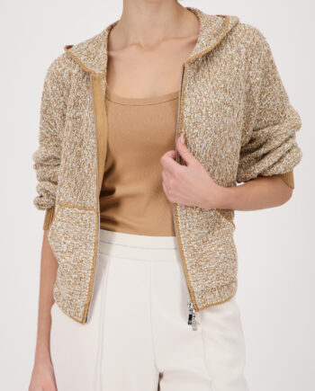 MONARI Damen Strickjacke mit Tweed-Struktur und Kapuze