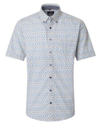 CASAMODA Herren Freizeithemd Kurzarm mit Alloverprint und Button Down Kragen