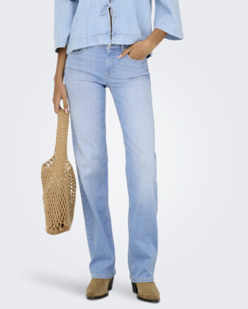 ONLY Damenjeans Straight Fit ONLBLUSH MID STRAIGHT Blue-Bleached